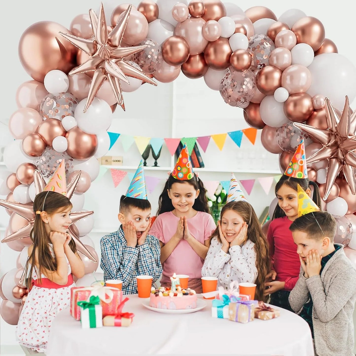 142pcs Rose Gold & White Balloon Arch Kit – Baby Shower Decor