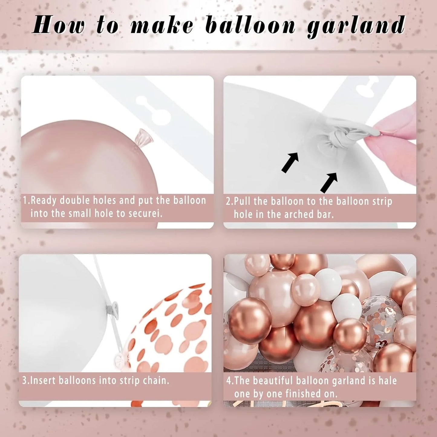 142pcs Rose Gold & White Balloon Arch Kit – Baby Shower Decor