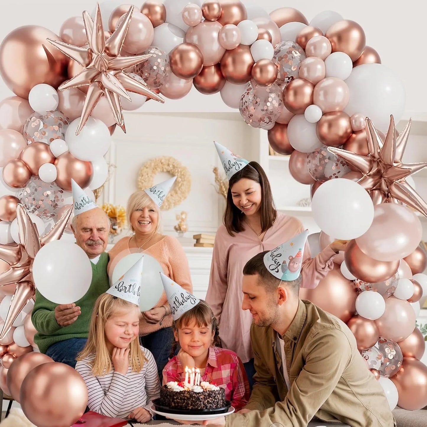 142pcs Rose Gold & White Balloon Arch Kit – Baby Shower Decor