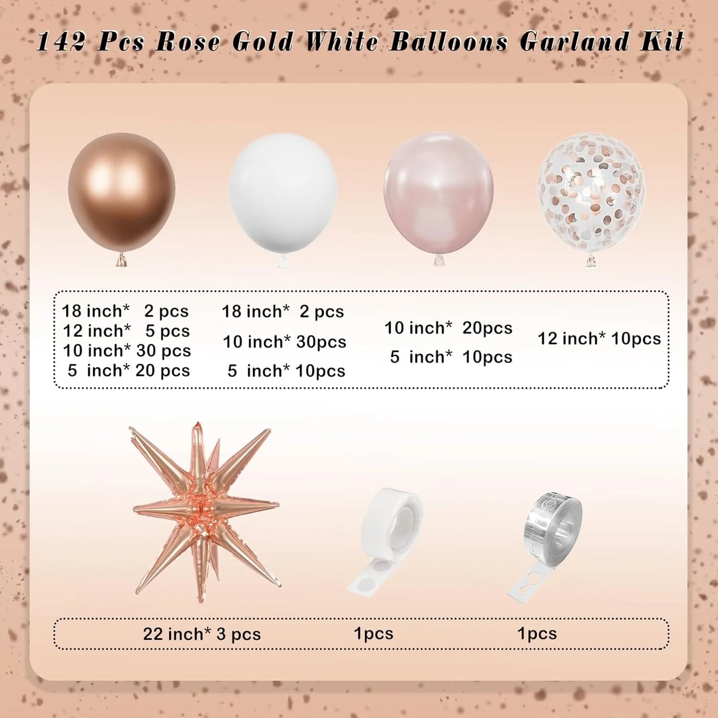 142pcs Rose Gold & White Balloon Arch Kit – Baby Shower Decor