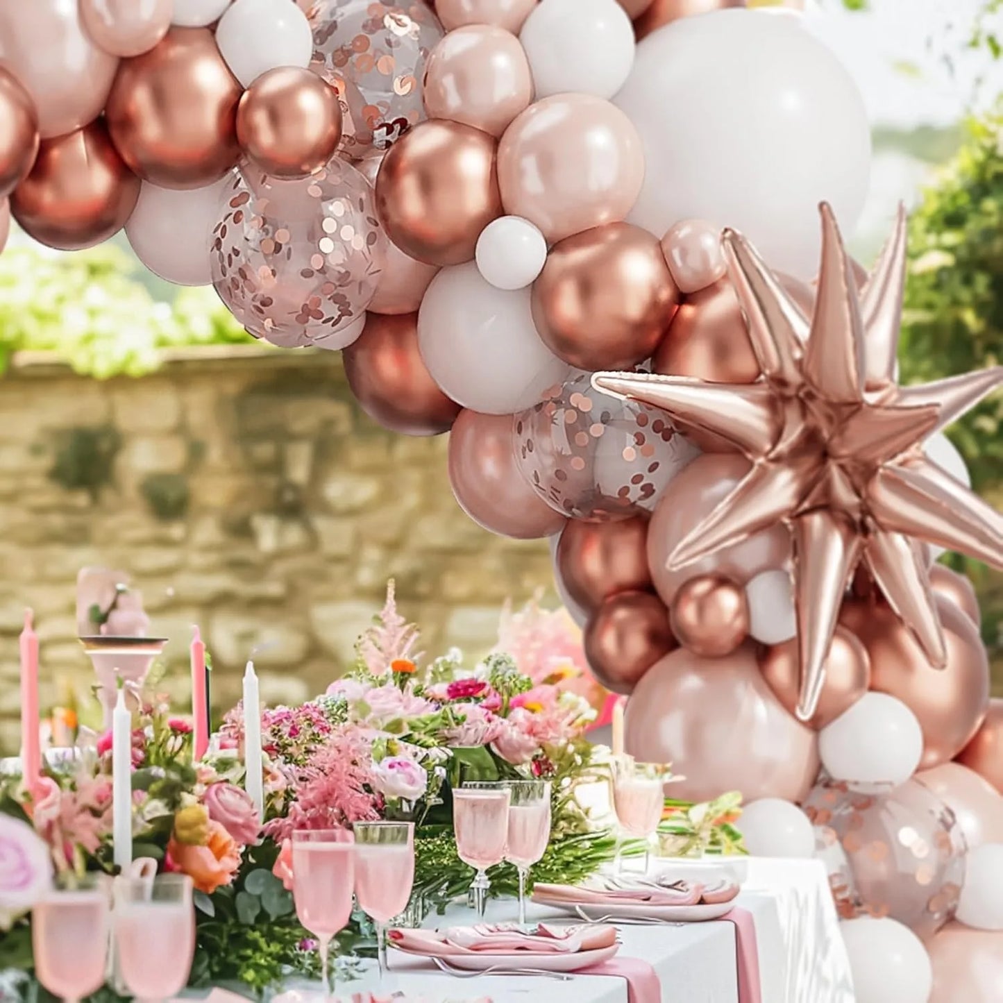 142pcs Rose Gold & White Balloon Arch Kit – Baby Shower Decor