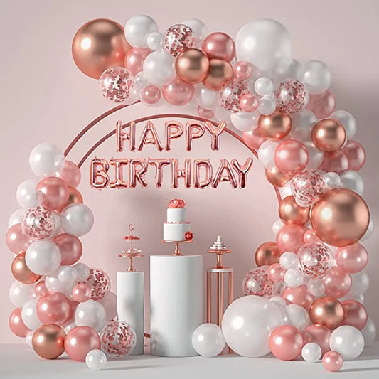 Champagne & Rose Gold Balloon Kit – Luxury Birthday Decor