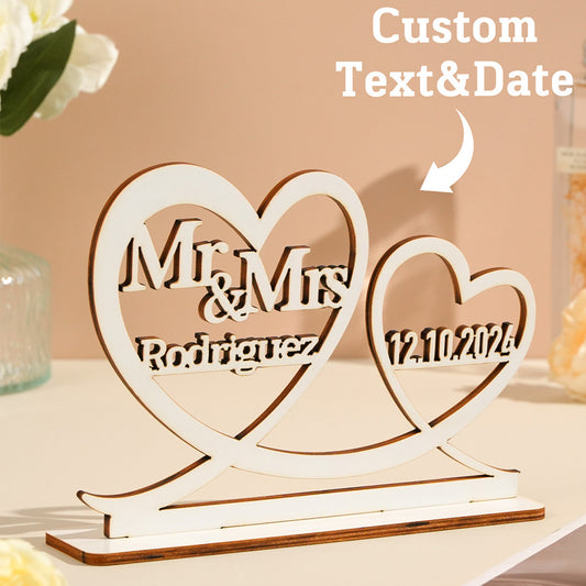 Custom Wooden Name Sign – Wedding & Anniversary Gift Decor